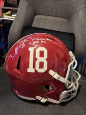 John Hannah Signed Alabama Patriots Throwback F/S Helmet Rep CHOF 99 Inscribed