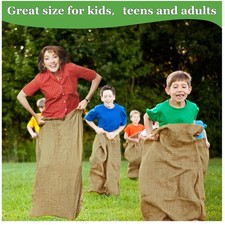 6 Pack Large Burlap Potato Sack Race Bags for Family Fun