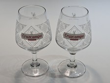 Cruzcampo 1 Pint Chalice, Goblet, Glass X2. Stemmed Beer Glasses. Pair. New!