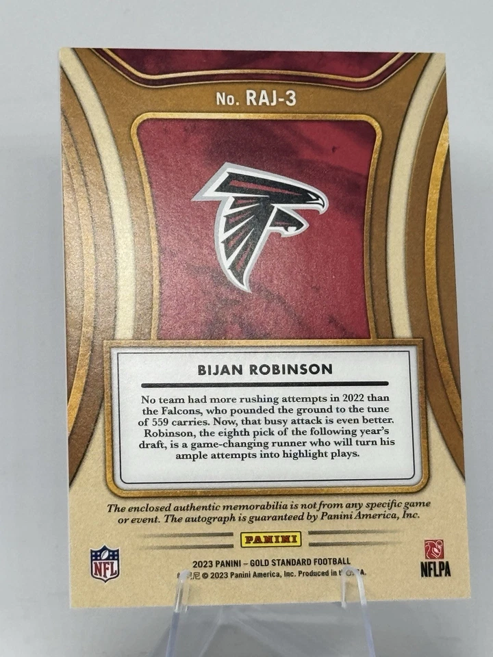 2023 Gold Standard BIJAN ROBINSON RPA White Gold Rookie Patch Auto Rookie #/49 - Image 3 of 4