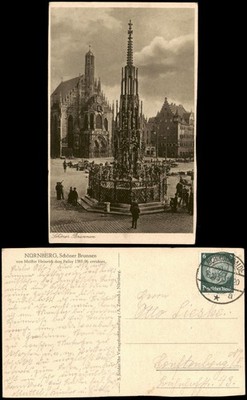 Postcard Nuremberg Beautiful Fountain 1934