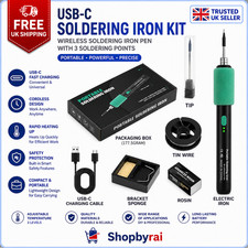 Kit de Soldador USB-C Pluma de Soldador Inalámbrico con 3 Puntos de Soldadura Reino Unido