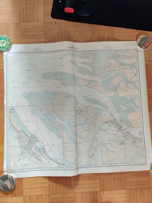 Original Seekarte Elbmündung Cuxhaven DHI Hamburg 1965 105x82cm Nordsee Karte