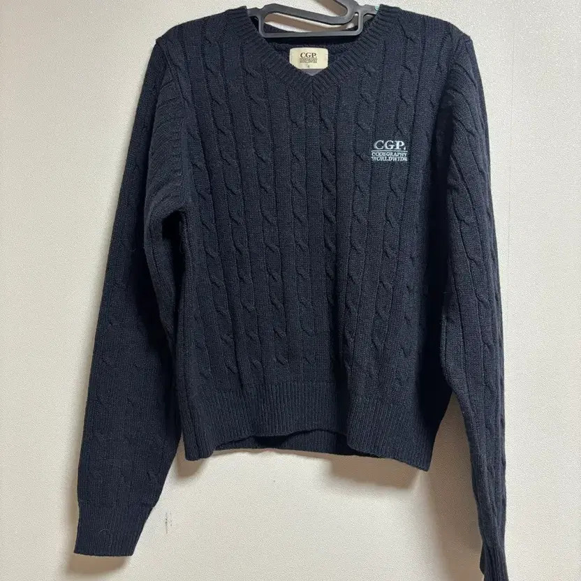 Code graphy Navy Cable Knit Sweater S Unisex Casu… - image 2