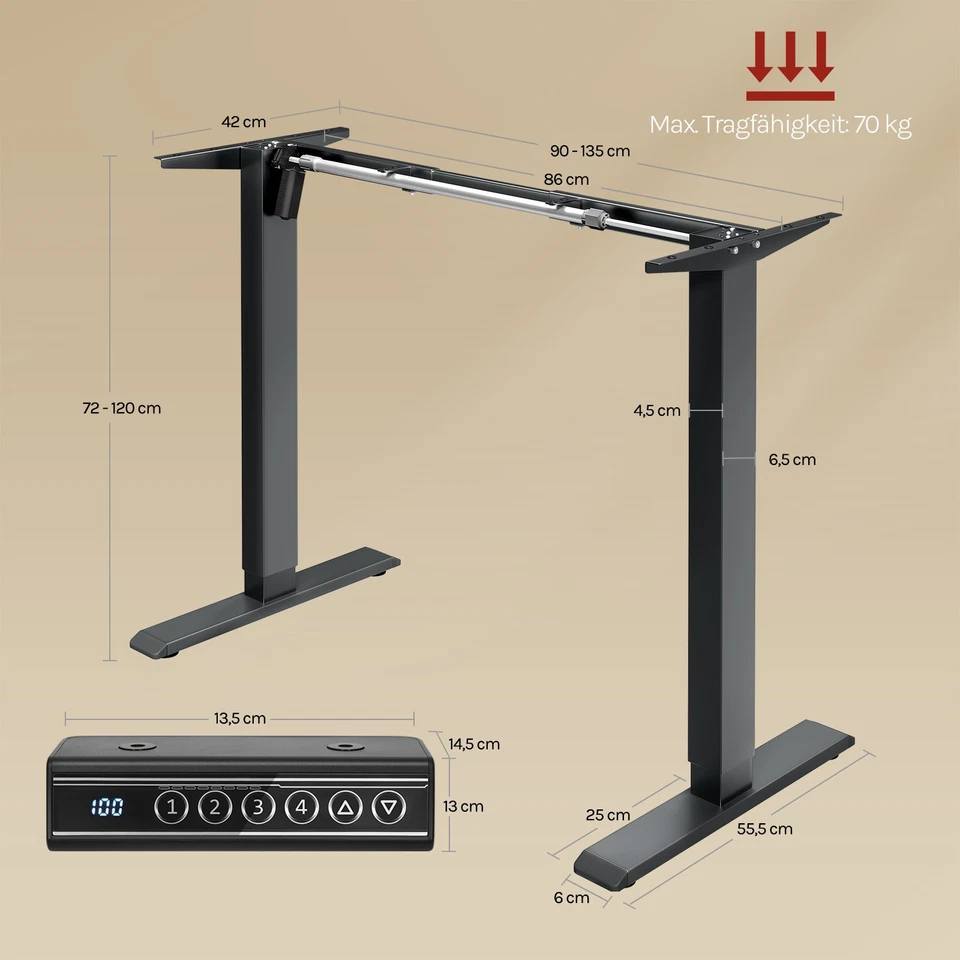 Höhenverstellbarer Schreibtisch Elektrisches Tischgestell 4 Memory-Steuerung - Bild 2 von 4