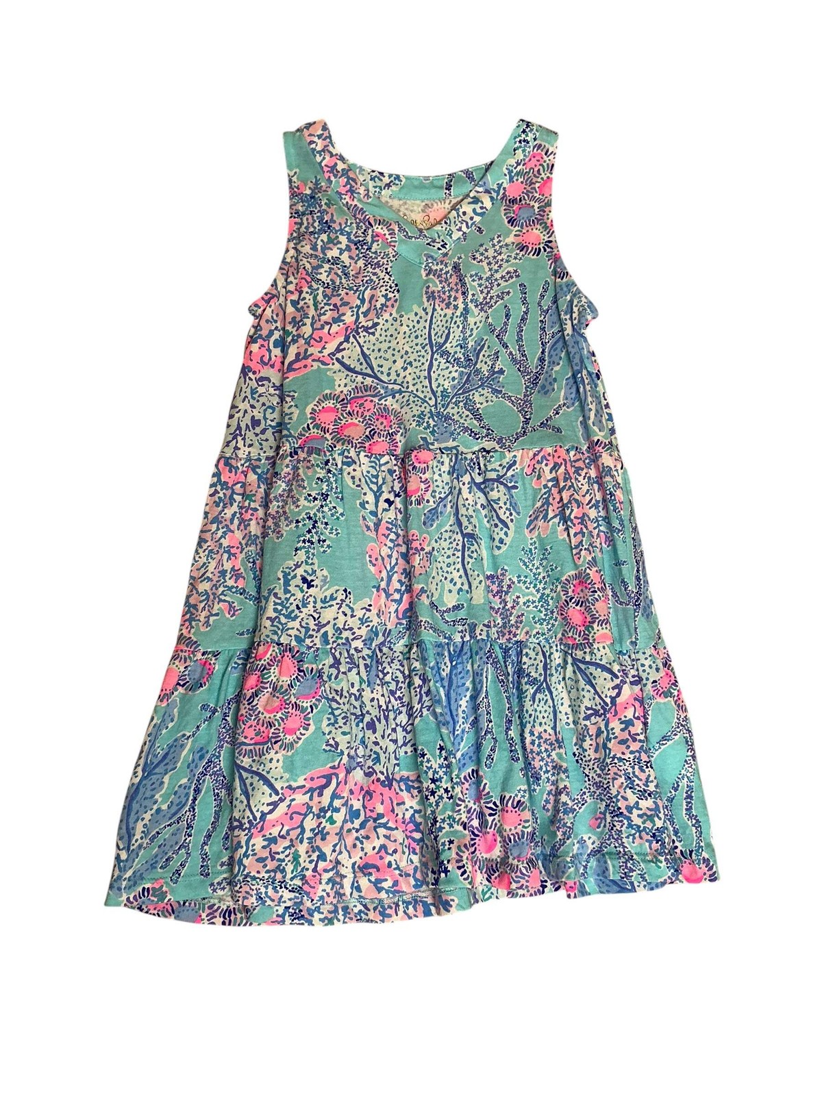 Lilly Pulitzer Girls Mini Lorina Dress Blue Ibiza Now You Sea Me - Size S