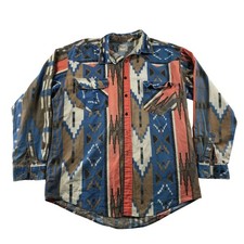 Western Plains Trading Co Mens XL Southwestern Aztec Print Cotton Button Shirt