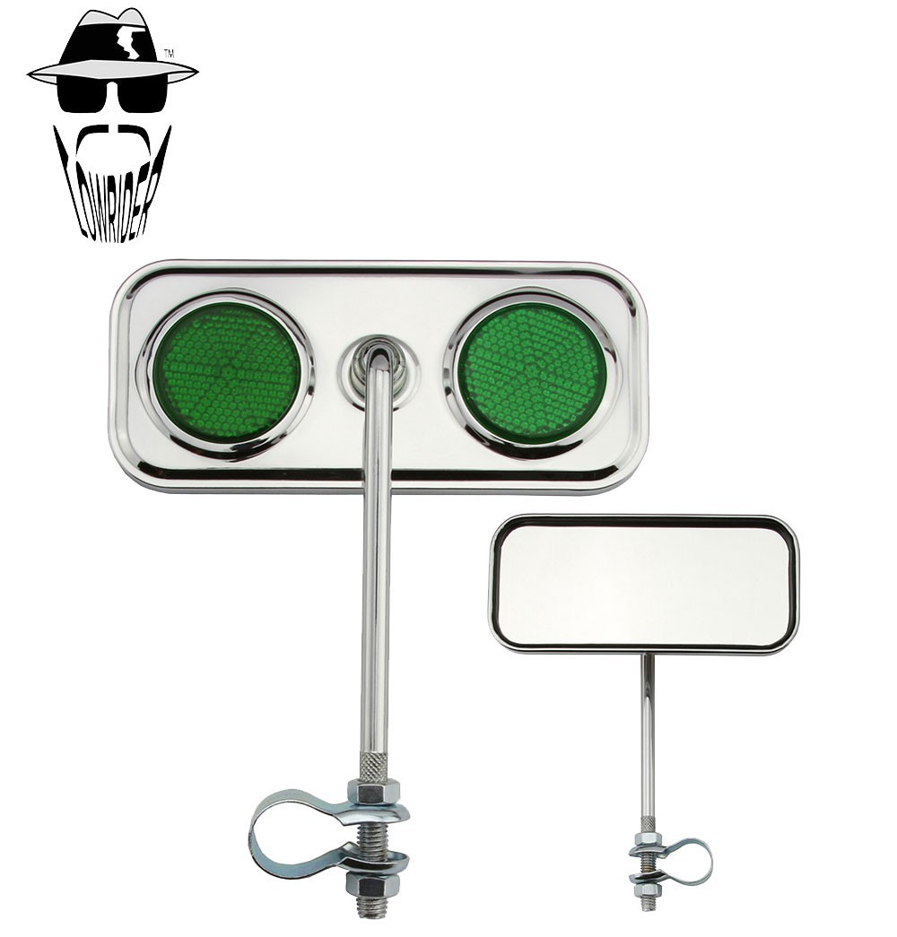 Pair Chrome Rectangle Rear View Bicycle Mirror Reflector Low
