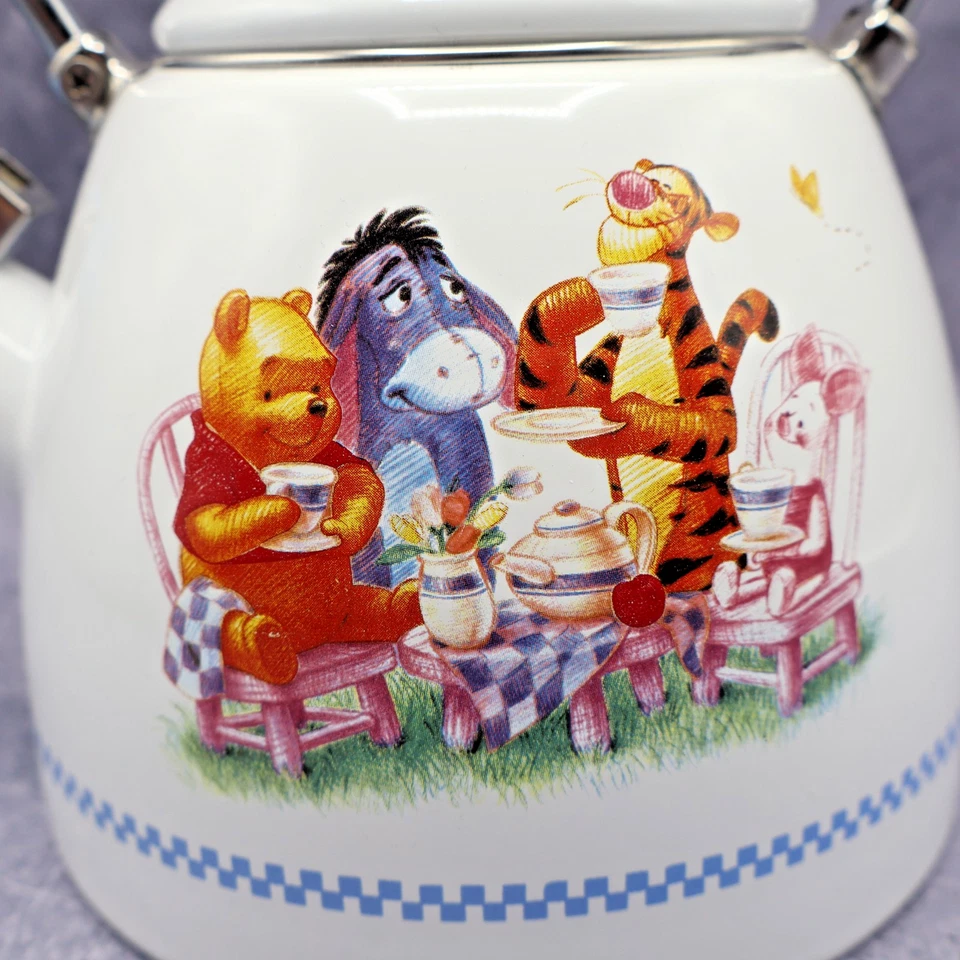 Vintage Disney Winnie & Friends Simply Pooh Teapot Tea Kettle Enamel Whistling - Image 2 of 4