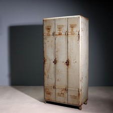 Armadio Vintage Industrial in Metallo 3 Ante Design Anni 70 Originale