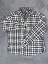 Eddie Bauer Shirt Mens XXL Black Plaid Flannel Long Sleeve Button Up Classic Fit