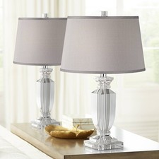 Modern Table Lamps Set of 2 with Dimmer 25" High Clear Crystal for Bedroom House