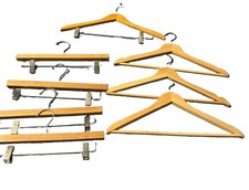 8 Vintage Wooden Clothes Hanger and Clip pants