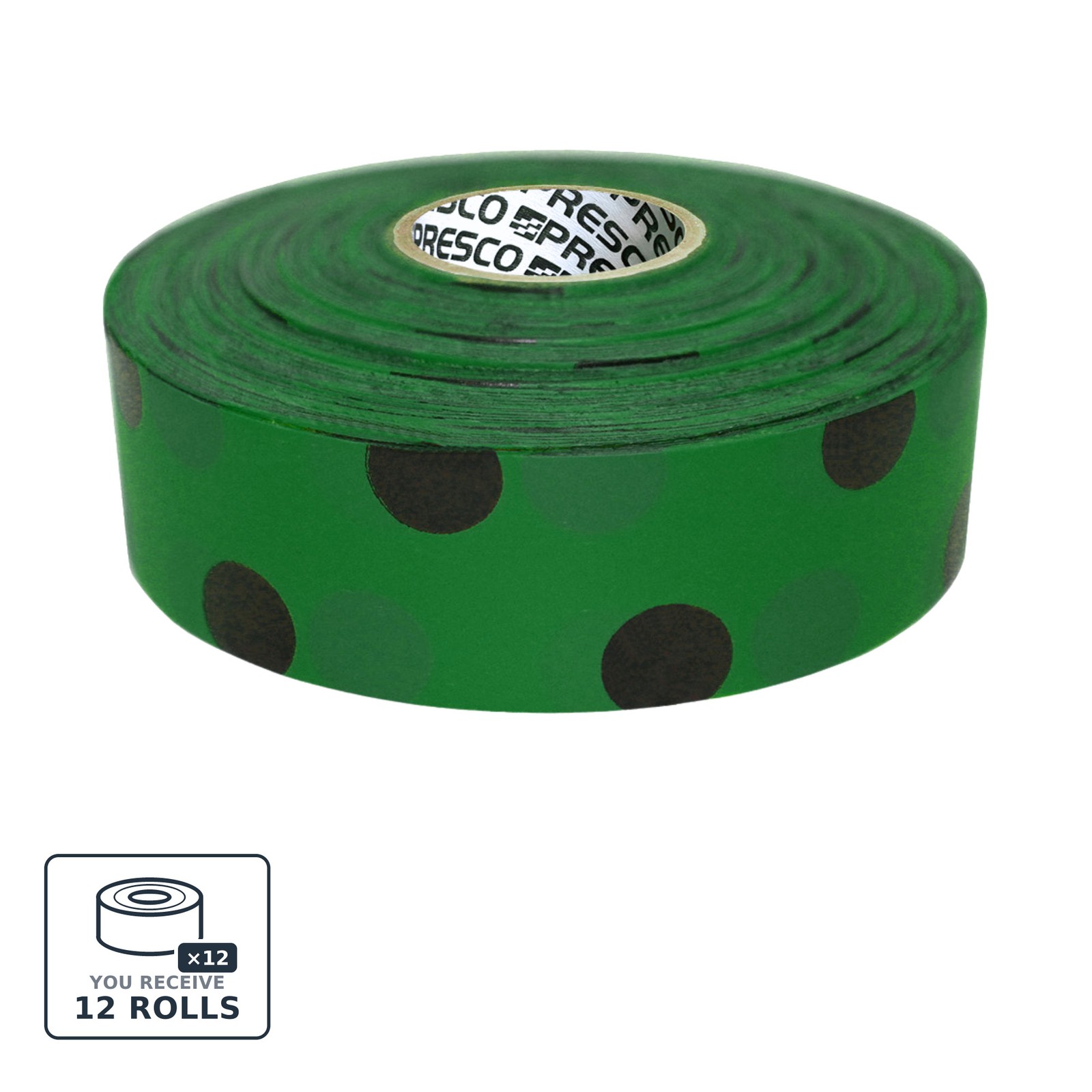 Presco Polka Dot Patterned Roll Flagging Tape 2 mil: 1-3/16 in. x 300 [12-pack]