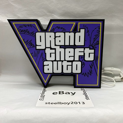 Grand Theft Auto GTA6 Logo Light Box Imprimé en 3D USB LED Lampe Néon Enseigne 8 Pouces - Photo 3/4