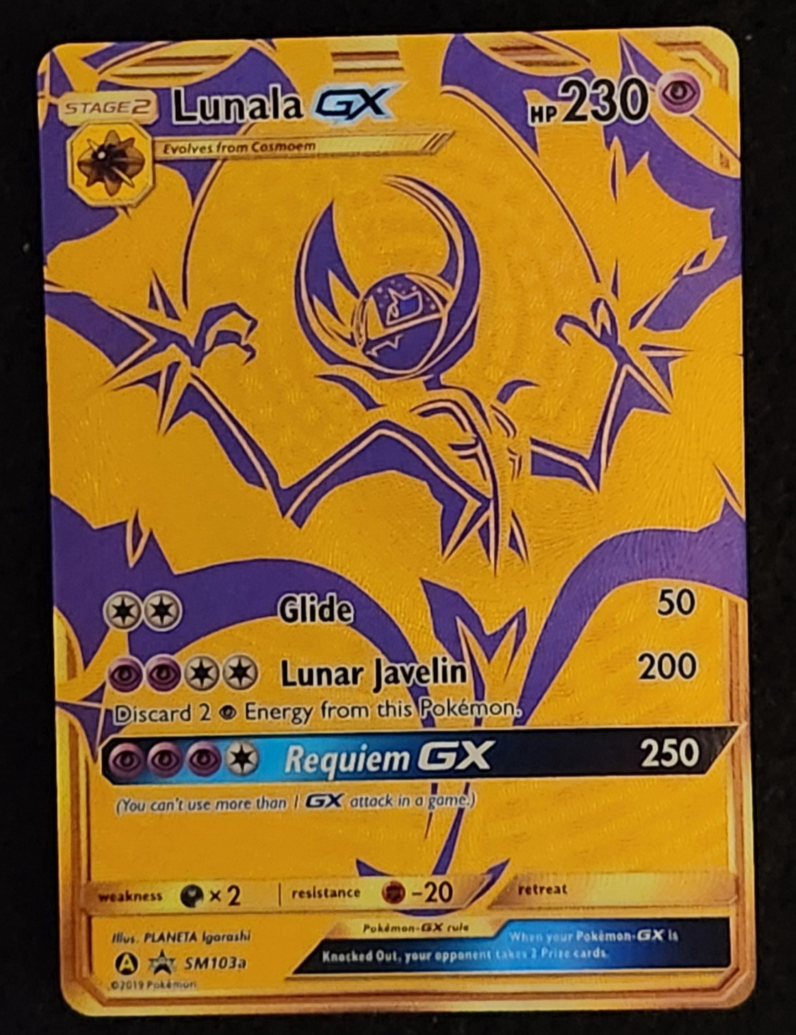2019 Pokémon Black Star Promo Lunala GX #SM103a Full Art EX-NM