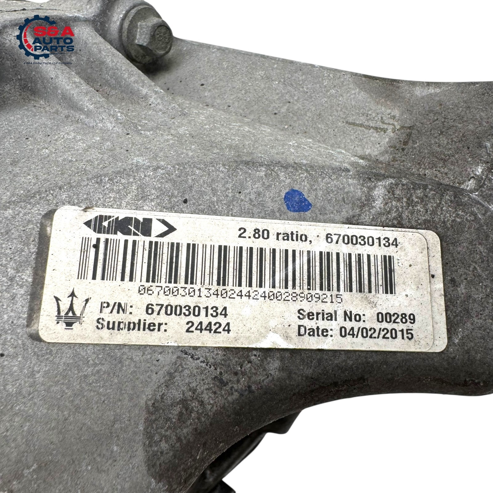 MASERATI GHIBLI 2014-2017 REAR CARRIER DIFFERENTIAL 2.80 RATIO 670030134 60K