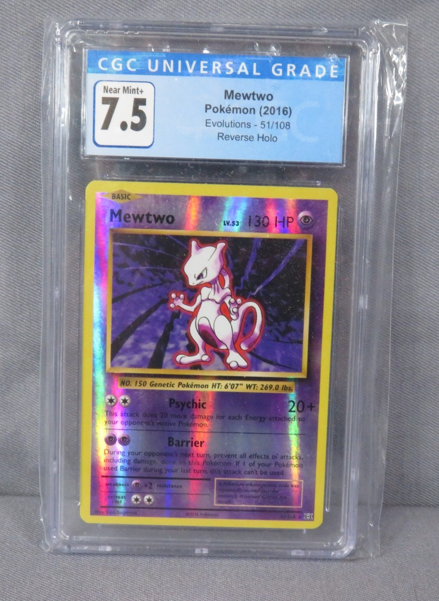 2016 Pokemon #51/108 Mewtwo Evolutions Reverse Holo Card Graded