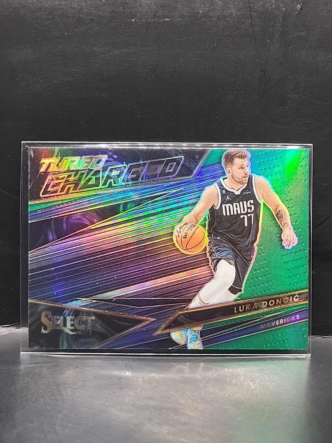 Luka Doncic 2022-23 Panini Select Turbo Charged Green Prizm  #6 Dallas Mavericks