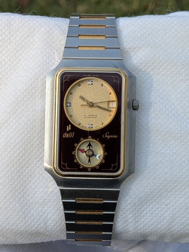 Rare Vintage Dalil Supra Islamic Compass automatic Brown Swiss Made  Watche - Image 2 of 4