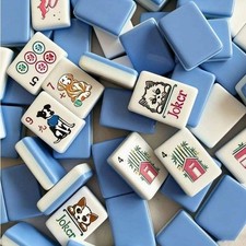 Double Layer Blue Pet Dog Pattern Acrylic American Mahjong for Party image