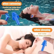 Reusable Silicone Ear Plugs Noise Reduction for Sleeping Swimming Waterproof wit