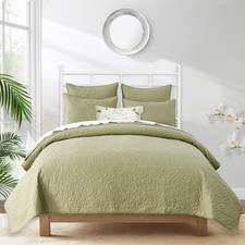 100 Cotton Quilt King Size - Green Quilt Set, Lightweight Quilted Paisley Co...