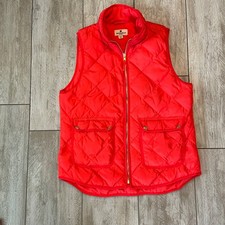 Woolrich Diamond Quilted Duck Down Insulated Red Women Medium Puffer Vest Jacket