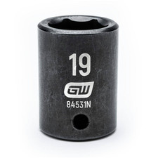 1/2 In. Drive 6 Point Metric Standard Impact Socket 19 Mm