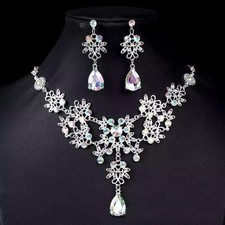 European-style Bride Necklace Earrings Rhinestone Jewelry and Accessory Set