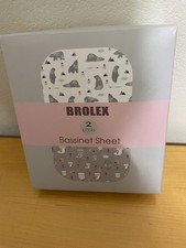 Brolex 2 Pack Stretch Fitted Bassinet Sheet Bears / Owl Print Jersey Knit