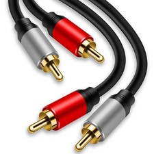 Audio Cable Tan 2 RCA Male to 2 RCA Male Gold-Plated Stereo 3Ft for HDTV Gaming