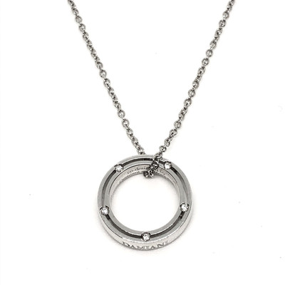 Damiani And Brad Pitt D.Side 18K White Gold Diamond Circle Pendant Necklace