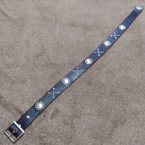 Cintura in pelle marrone 32 pollici HTC borchiata vita nera 4 cm usata - Foto 2 di 20