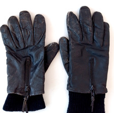 Vintage Black Leather Motorcycle Gloves Size Men's S Distressed Wrist Zipper