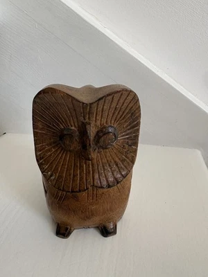 Statuette chouette en bois sculpté, figurine décorative, 1 pièce - Photo 1/4