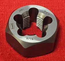 9/16-18 NF X 1-1/16" Hex Die Irwin Hanson 7249 ZR CS Carbon Steel Rethreading