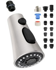 Universal Kitchen Faucet Head, 3 Modes, 15 Adapters Kit, Brushed Nickel NSF/AN