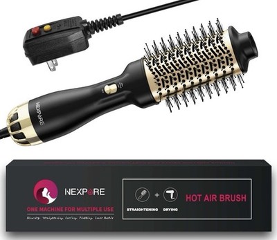 NIB Nexpore Hot Air Brush For Curling , Straightening, Blow-drying,