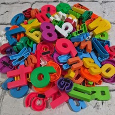 Vintage Alphabet Fridge Magnets Lot Of 128pcs ABCs Random Letters Numbers Mixed