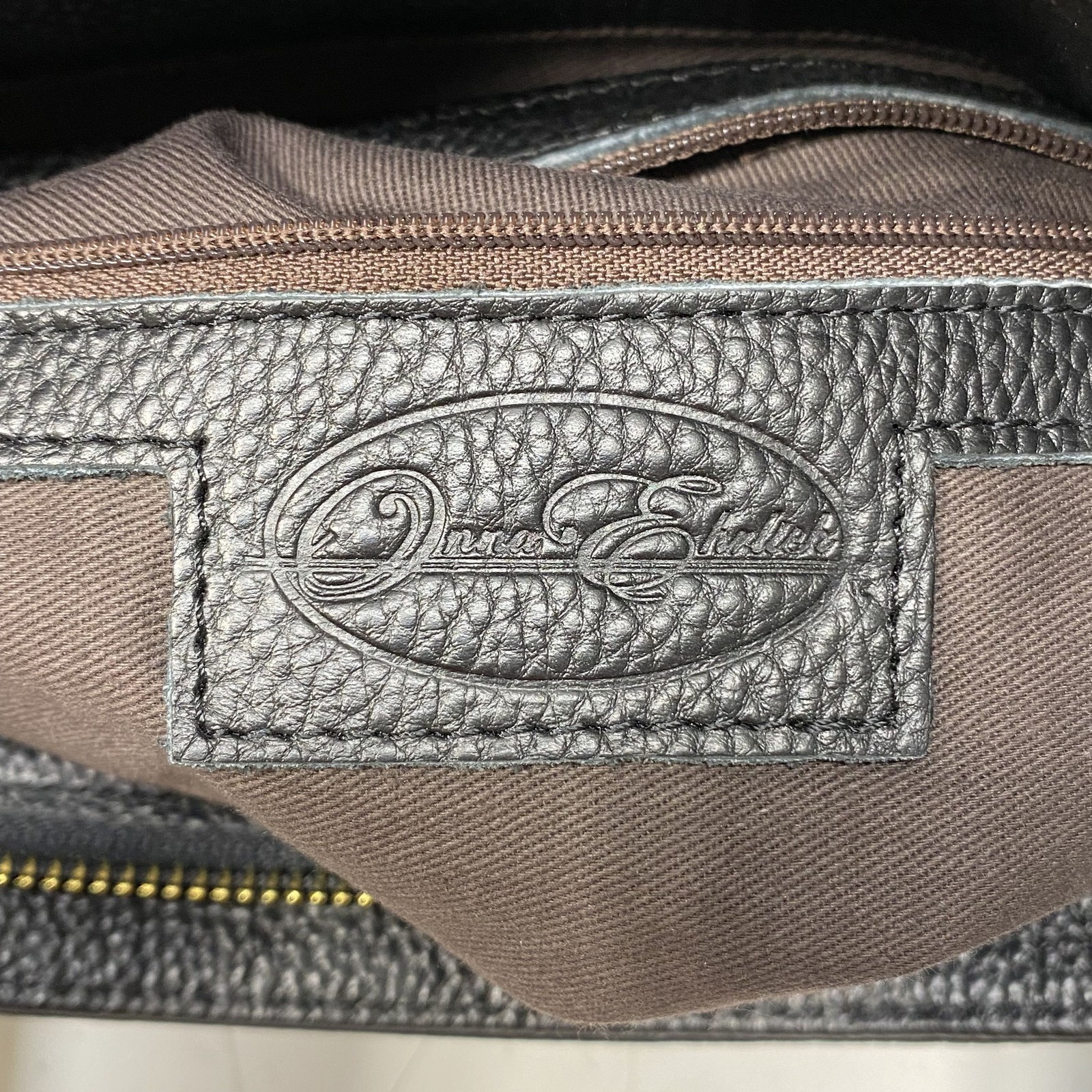 Donna Eherlich Black Solid Leather Gold Top Handl… - image 5