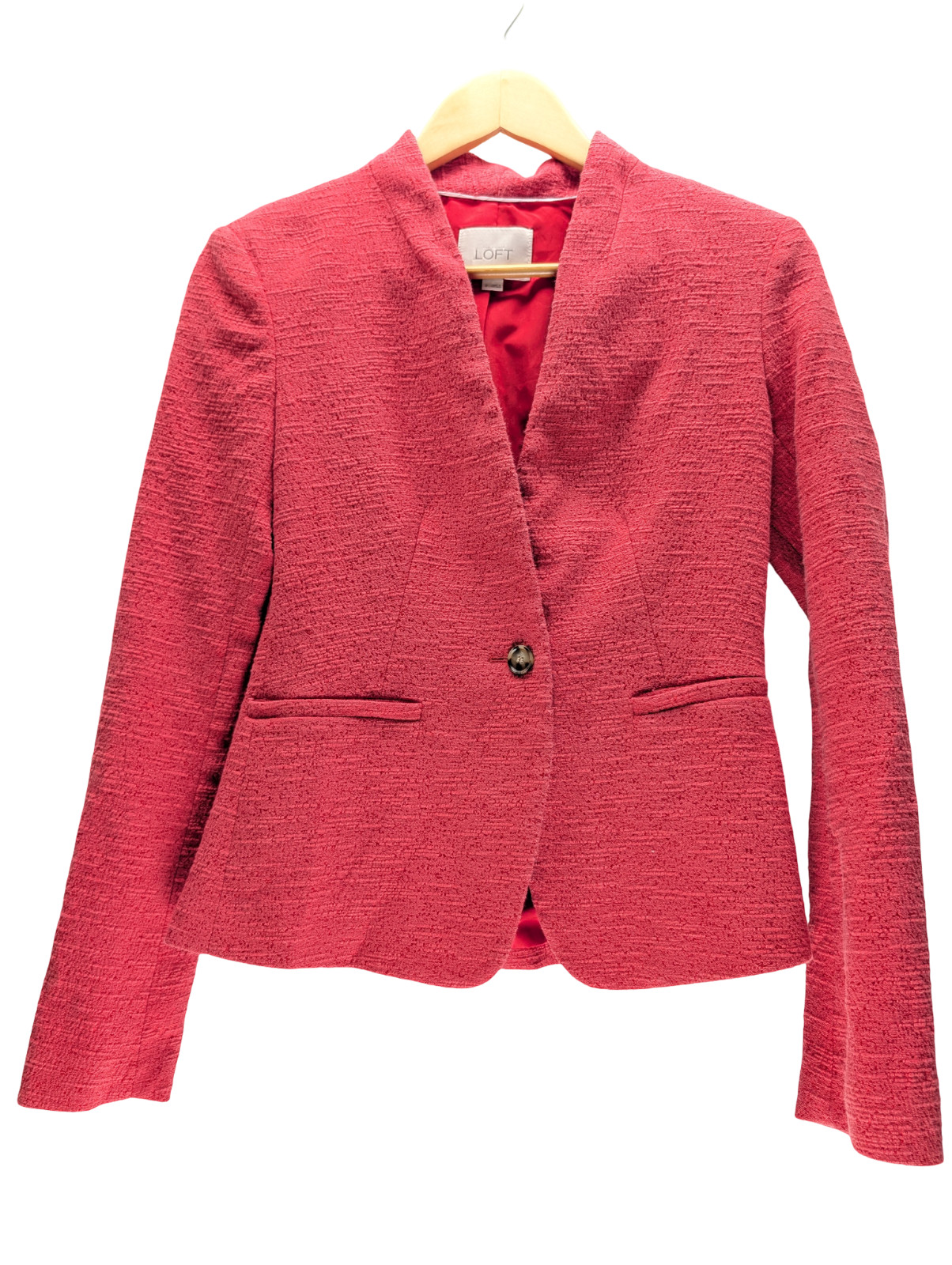 LOFT Blazer Size Zero Single Button Textured Coral - image 1