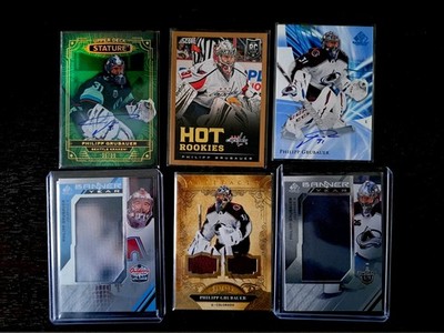 23 Philipp Grubauer NHL Trading Cards. Autogramme, Jersey, Serial Numbered Lot