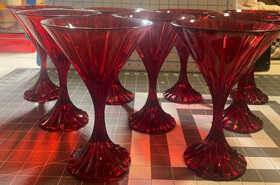 Mikasa Park Lane Red Martini/Drinking Glasses, Vintage, Beautiful, Set of 9