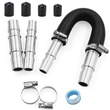 626-001 Upgrade Aluminum Engine Heater Core Bypass Kit with 5/8" 3/4" Hose Fi...