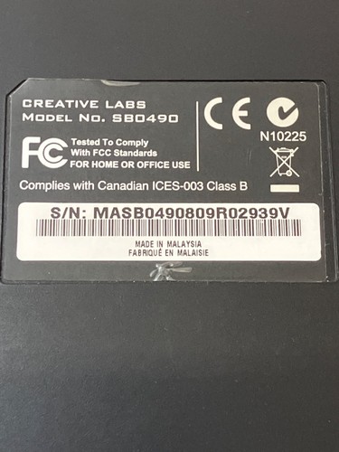 CREATIVE LABS USB SOUND BLASTER MODEL SB0490-No Power Cord-parts or repair - Picture 7 of 7