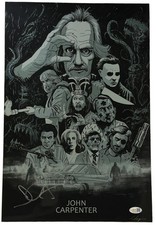 John Carpenter signed 12x18 Metallic Poster Director, Writer Halloween 1978 JSA