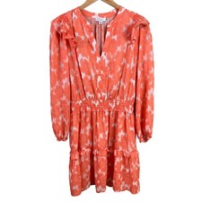 Current Air Los Angeles Foral Coral Print Hawaiian Long Sleeve Dress Fairy Small
