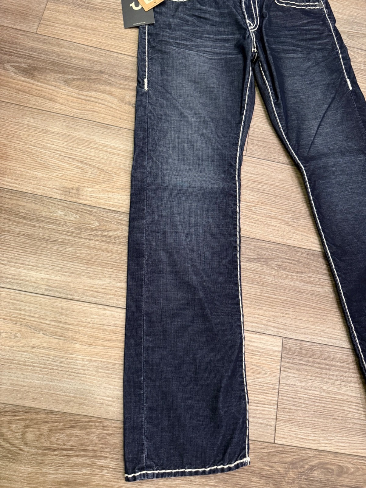 NWT Vintage True Religion Jeans Ricky Super T Midnight Blue Corduroy Pants 32x33 thumbnail 3
