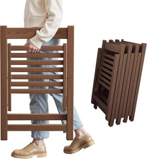 Wood Folding Chairs Set of 4, Indoor Outdoor Wooden Foldable Dining Chairs, Spac